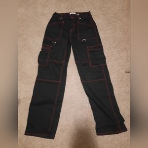 Hot Topic Red Seam Black Baggy Pants